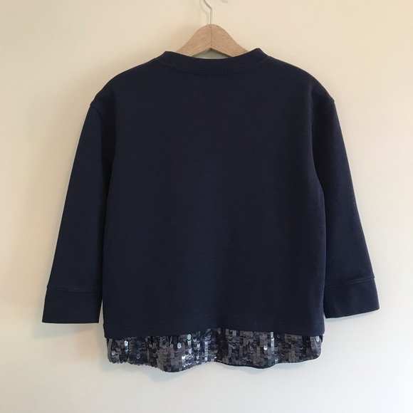 J. Crew Sequin Trim Sweatshirt Navy Blue - Picture 5 of 7